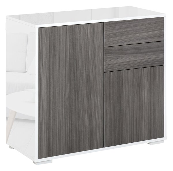 HOMCOM Credenza Multiuso Moderna con 2 Cassetti e 2 Armadietti, Apertura a Pressione, Mobile per Soggiorno, Cucina, Ufficio|Aosom Italy