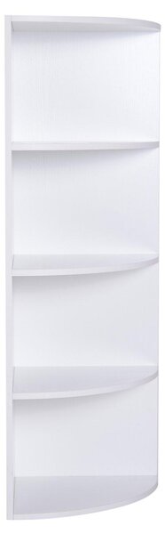 Libreria Ad Angolo Da Parete E Muro Con 4 Ripiani In Legno Bianco 39.5x39.5x120 Cm