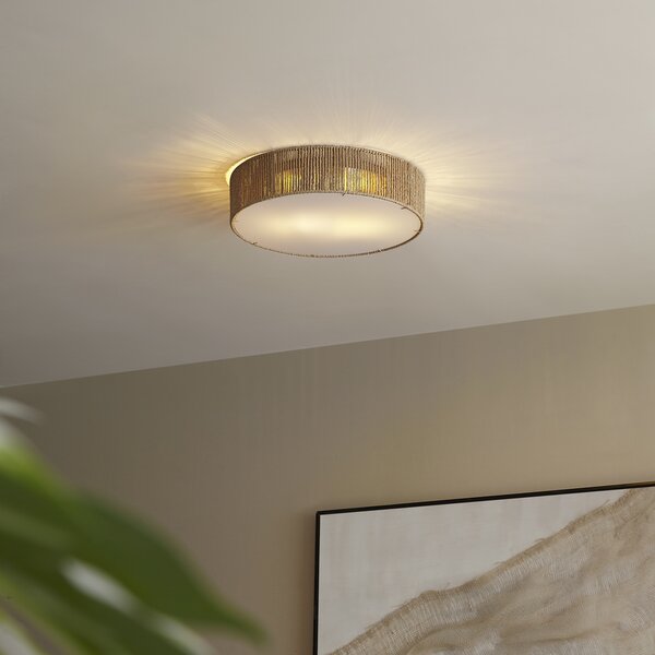Plafoniera Japandi naturale con paralume 38cm 2 luci - Luz
