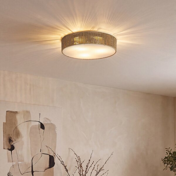 Plafoniera Japandi naturale con paralume 46cm 3 luci - Luz