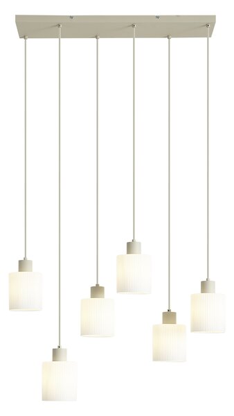 Lampada a sospensione scandinava beige con vetro bianco 6 luci - Wisp