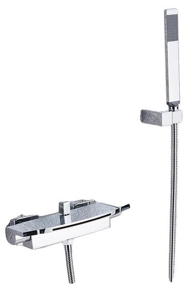 Rubinetto per doccia da bagno, con due manopole, design moderno, cromato