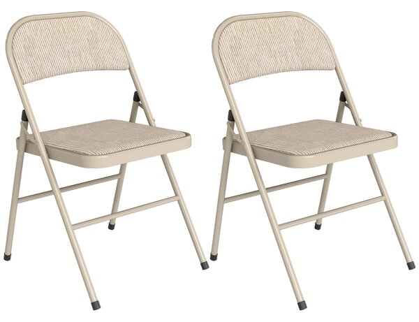 Set di 2 Sedie Pieghevoli 45x46x78 cm con Seduta Imbottita in poliestere e Struttura in Acciaio Beige