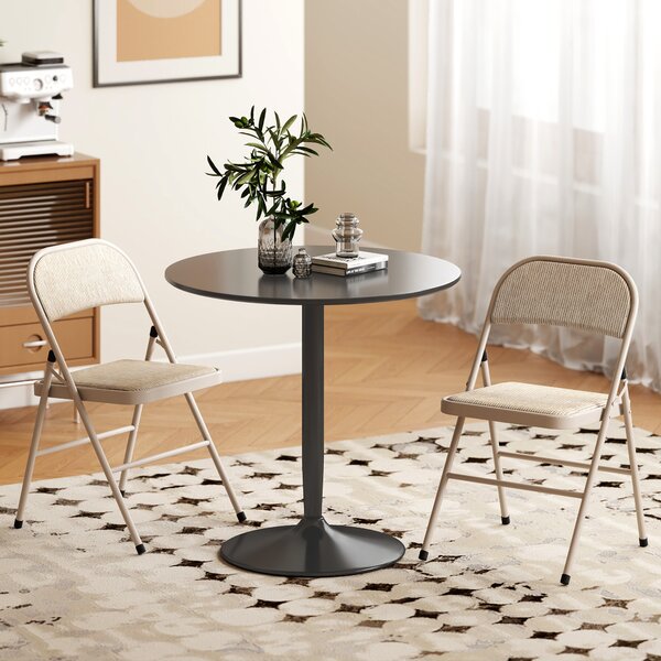 Set di 2 Sedie Pieghevoli 45x46x78 cm con Seduta Imbottita in poliestere e Struttura in Acciaio Beige