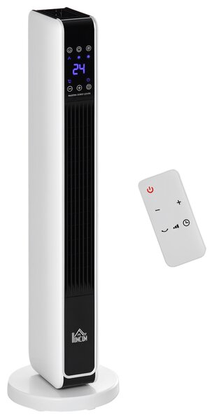 Riscaldatore Elettrico Ceramico 2200W con 3 Modalità Timer 8 Ore Telecomando Pannello LED Bianco