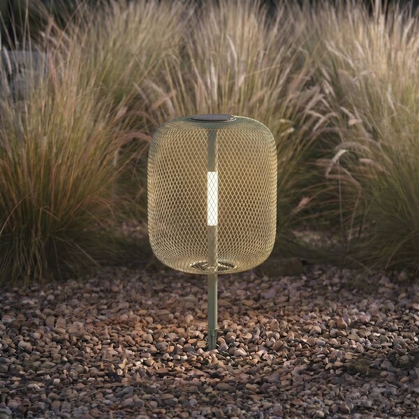 Lampada da giardino a LED e solare Lucande Faylen, verde salvia, IP65 Faylen Lucande, dimmerabile, Verde, Metallo, Design