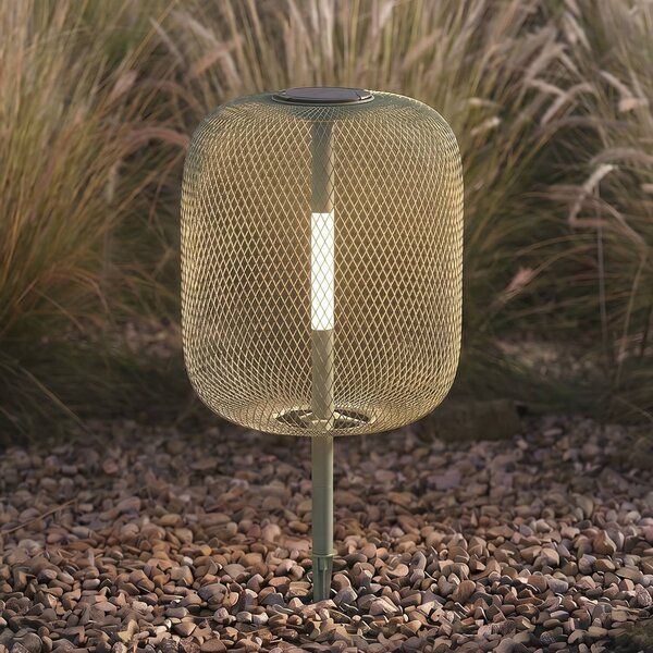 Lampada da giardino a LED e solare Lucande Faylen, verde salvia, IP65 Faylen Lucande, dimmerabile, Verde, Metallo, Design