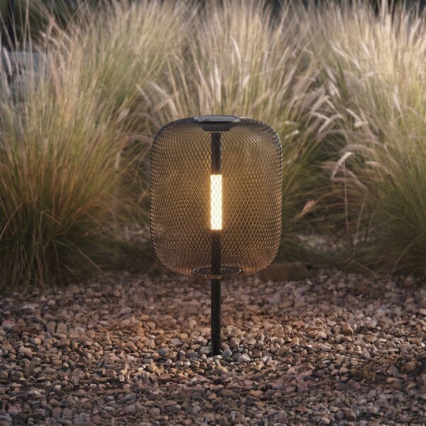 Lampada da giardino a LED e solare Lucande Faylen, nera, IP65 Faylen Lucande, dimmerabile, Nero, Metallo, Design