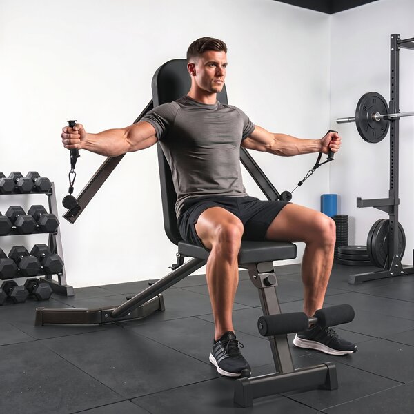 Panca Fitness Regolabile 135x130x107 cm con Bande di Resistenza Pieghevole Salvaspazio