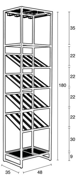 Portabottiglie in metallo nero per 20 bottiglie, 48x180 cm Cantor - Zuiver