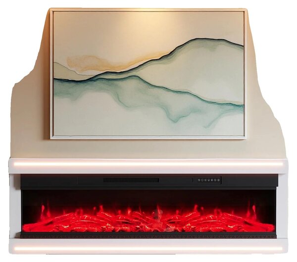Camino elettrico, 50 pollici, da montare a parete o da appoggiare, con colore delle fiamme regolabile, dotato di funzione riscaldante integrata, design moderno