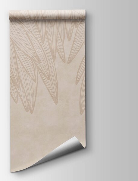 Carta da parati Tessiture delicate e naturali in tonalità tenui, Carta da parati Foglie, Carta da parati popolare, t00675 - Tapeko.it