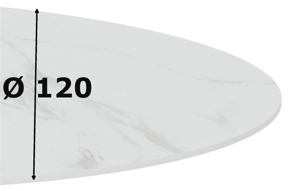 Tavolo Rotondo in Ceramica opaca, Struttura in Metallo SIDE Diametro 120 x h76 cm-Base: 60 cm Peso 56,5 kg Fino a 4 persone colore bianco