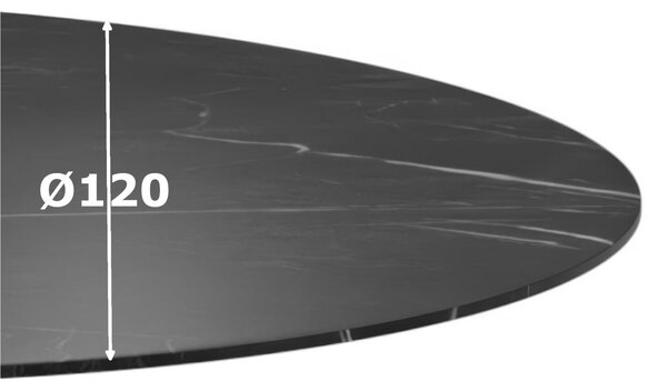 Tavolo Rotondo in Ceramica opaca, Struttura in Metallo SIDE Diametro 120 x h76 cm-Base: 60 cm Peso 56,6 kg Fino a 4 persone colore nero