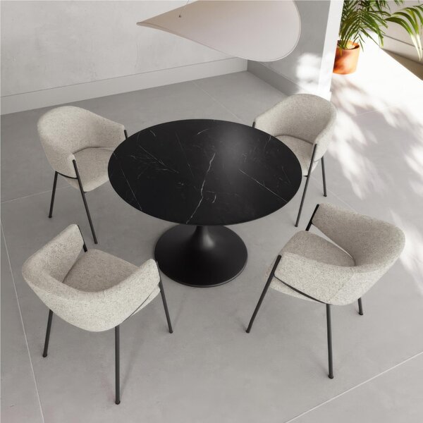 Tavolo Rotondo in Ceramica opaca, Struttura in Metallo SIDE Diametro100x h76 cm-Base: 60 cm Peso 47 kg Fino a 4 persone colore nero