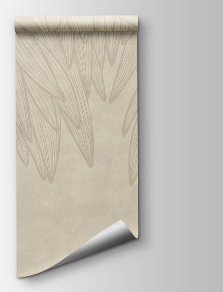 Carta da parati Sfondo bianco e beige con foglie, Carta da parati Foglie, Carta da parati popolare, t00675v2 - Tapeko.it