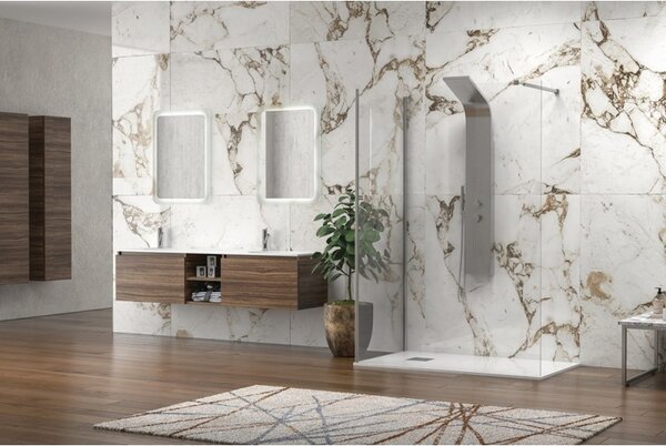 Kamalu box doccia walk in 80x140cm vetro 8mm anticalcare kw4000