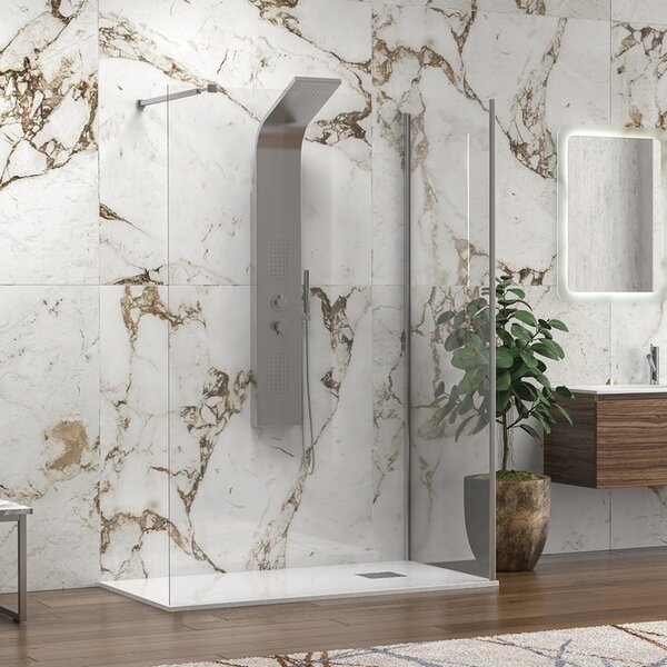 Kamalu box doccia walk in 80x140cm vetro 8mm anticalcare kw4000