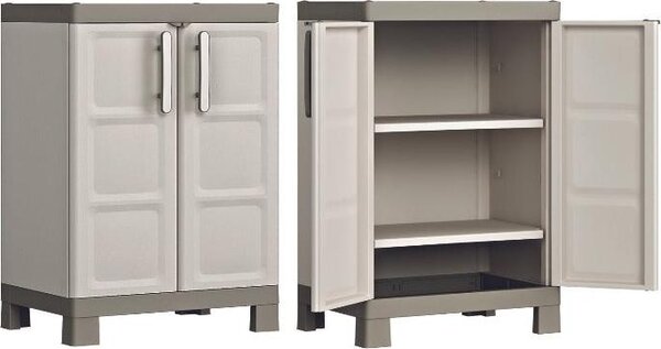 Armadio lucchettabile basso in resina a 2 ante decorate da esterno giardino Excellence Keter