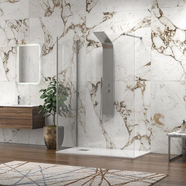 Kamalu box doccia walk in 80x140cm vetro 8mm anticalcare kw4000