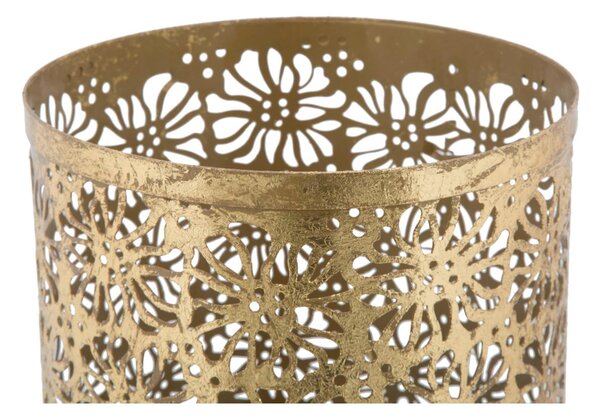 Portaombrelli Rotondo In metallo Dorato FIORI GLAM Dimensioni � 24X42 cm peso 1,00kg, decori Fiori colore oro