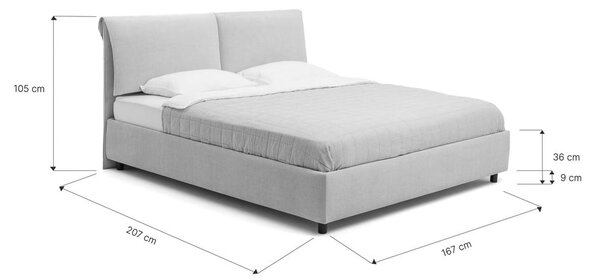 Letto matrimoniale imbottito blu con contenitore con rete inclusa 160x200 cm Myra Pillow – Bonami Selection