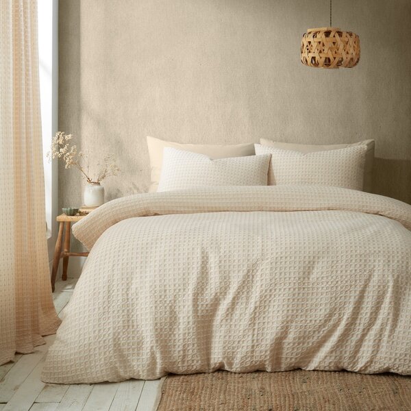 Biancheria da letto beige per letto matrimoniale 200x200 cm Muscat Waffle – Pineapple Elephant