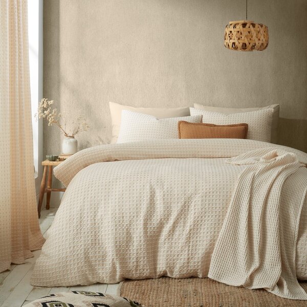 Biancheria da letto beige per letto matrimoniale 200x200 cm Muscat Waffle – Pineapple Elephant