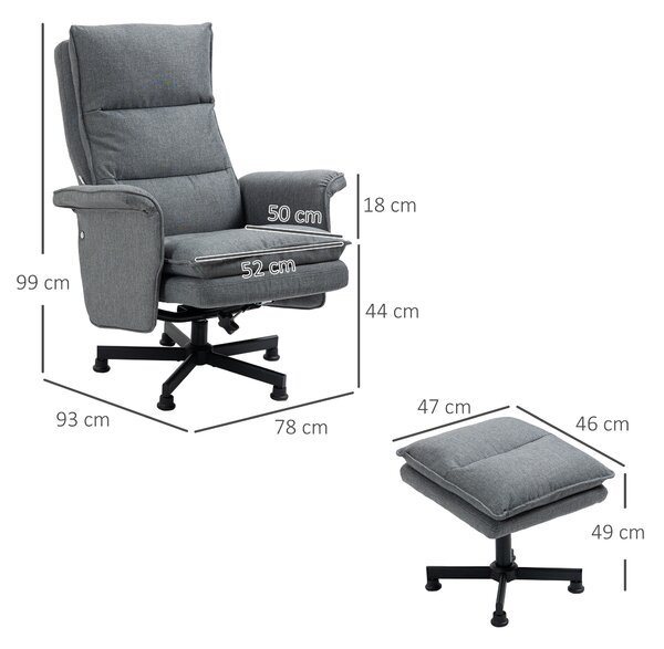 HOMCOM Poltrona Relax Massaggiante con Pouf e Telecomando, 8 Punti Massaggio e 5 Programmi, Grigio|Aosom