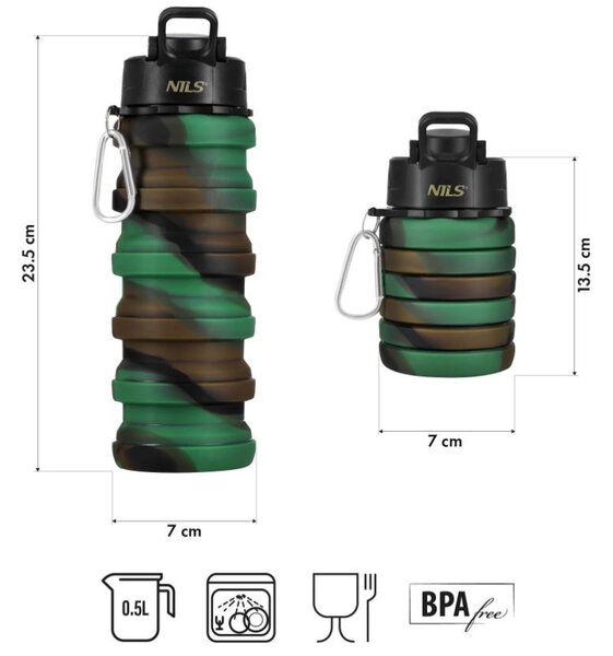 Borraccia pieghevole in silicone military