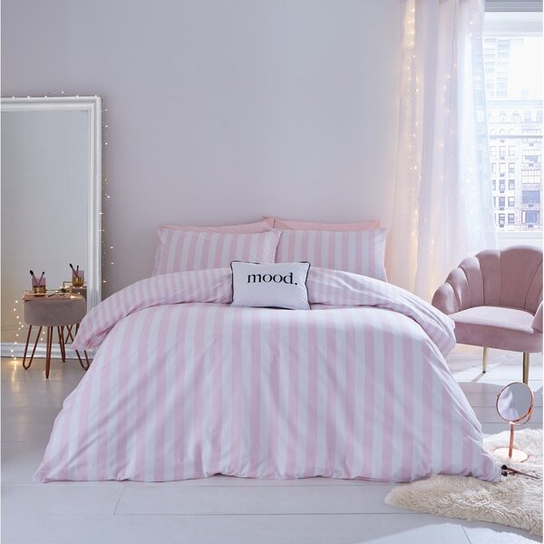 Set copripiumino e federa bianco e rosa per letto singolo 135x200 cm Stripe Tease – Sassy B