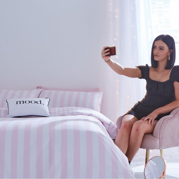 Set copripiumino e federa bianco e rosa per letto singolo 135x200 cm Stripe Tease – Sassy B