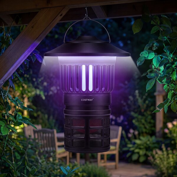 Costway Lampada antizanzare da interno ed esterno con luci regolabili batteria ricaricabile e maniglia, Zanzariera elettrica impermeabile