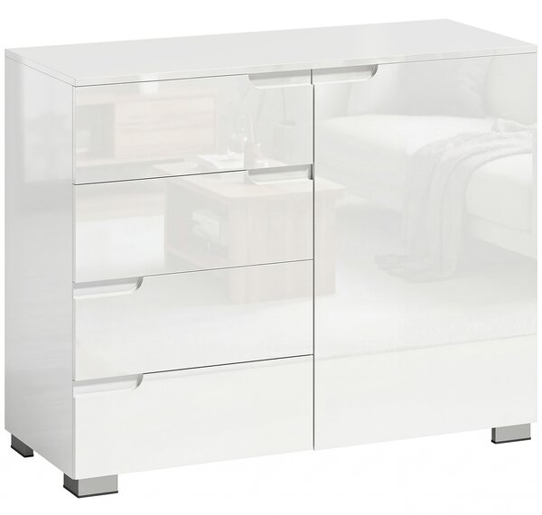 HOMCOM Credenza Moderno con 4 Cassetti, Mobile da Cucina con Chiusura Ammortizzata, 100x40x80 cm, Bianco | Aosom Italy