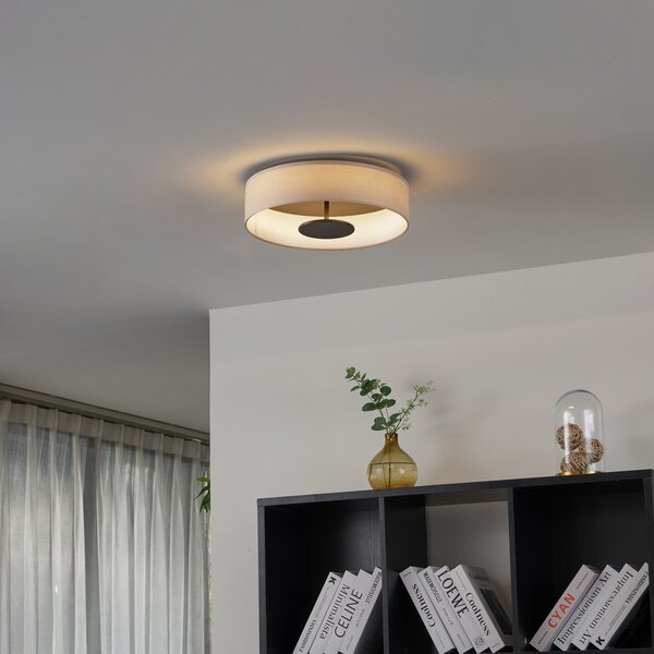 Plafoniera moderna beige in tessuto con LED dimmerabile a 3 livelli - Bredow