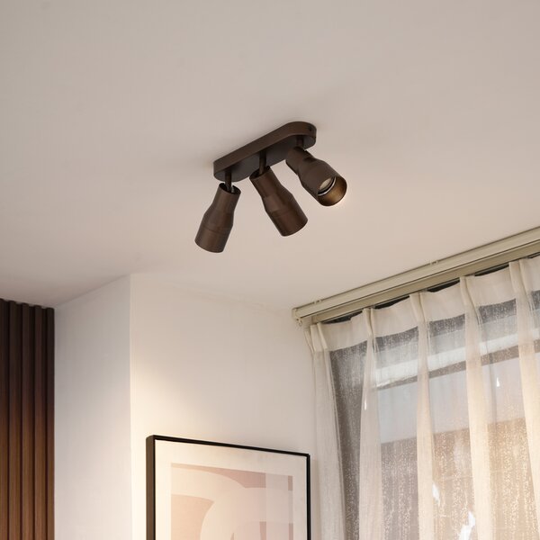 Faretto da soffitto rotondo bronzo scuro GU10 50mm 3 luci - Stanley