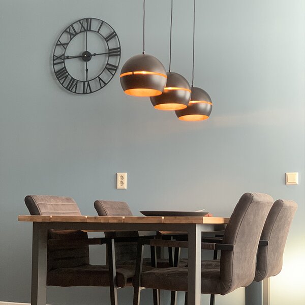 Lampada a sospensione smart nera con interno oro 3 luci con Wifi ST64 - Buell