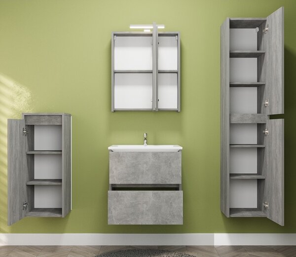 Composizione bagno sospesa 60 cm effetto marmo cemento | LAC-AMFI-60 - KAMALU