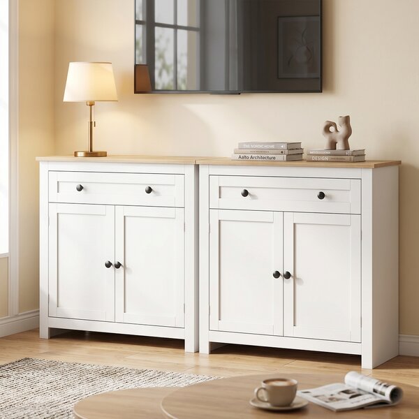 HOMCOM Credenza da Cucina con Cassetto, 2 Anta e Ripiano Regolabile per soggiorno, 78,5x35x80 cm, Bianco | Aosom Italy
