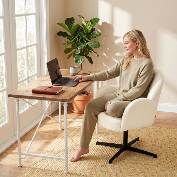 HOMCOM Poltrona da salotto girevole con schienale a forma di conchiglia e cuscino a molle, Sedia in velluto, 64,5x68x80 cm, beige | Aosom Italy