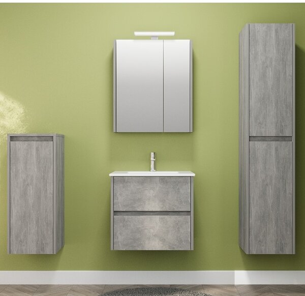 Kamalu composizione bagno sospesa 60 cm effetto marmo cemento | lac-amfi-60