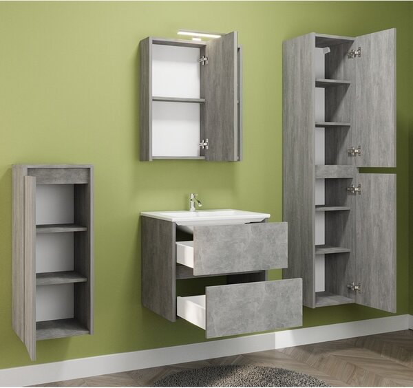 Composizione bagno sospesa 60 cm effetto marmo cemento | LAC-AMFI-60 - KAMALU