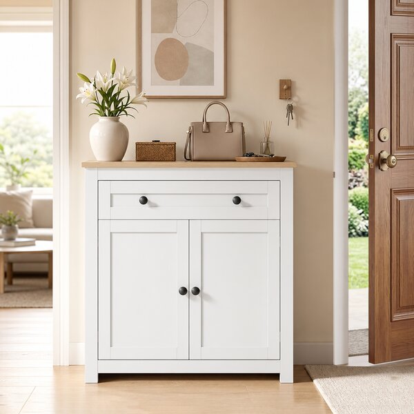 HOMCOM Credenza da Cucina con Cassetto, 2 Anta e Ripiano Regolabile per soggiorno, 78,5x35x80 cm, Bianco | Aosom Italy