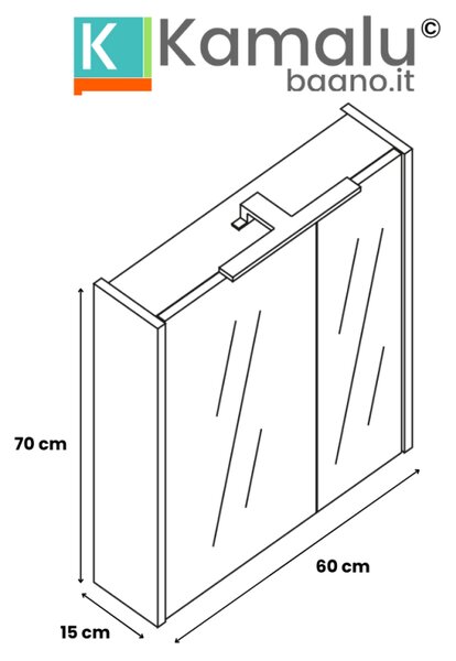 Composizione bagno sospesa 60 cm effetto marmo cemento | LAC-AMFI-60 - KAMALU