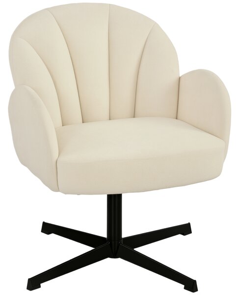 HOMCOM Poltrona da salotto girevole con schienale a forma di conchiglia e cuscino a molle, Sedia in velluto, 64,5x68x80 cm, beige | Aosom Italy