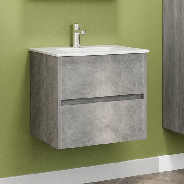 Composizione bagno sospesa 60 cm effetto marmo cemento | LAC-AMFI-60 - KAMALU