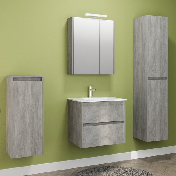 Composizione bagno sospesa 60 cm effetto marmo cemento | LAC-AMFI-60 - KAMALU