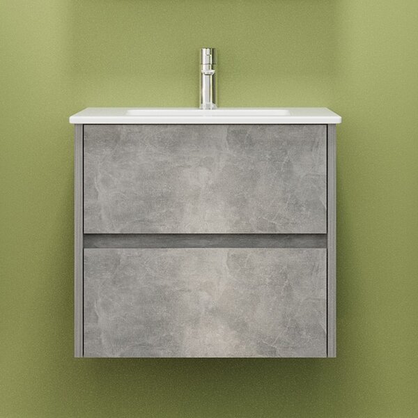 Composizione bagno sospesa 60 cm effetto marmo cemento | LAC-AMFI-60 - KAMALU