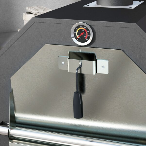 Outsunny Forno per Pizza 2-in-1 da Esterno con Pietra per Pizza, Cassetto per la Cenere, 2 Griglie e Termometro, 66x45x158 cm, Nero | Aosom Italy