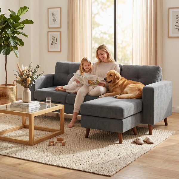 HOMCOM Divano Angolare 3 posti a forma di L con Chaise Longue Reversibile e Effetto Velluto a Coste, 192x137x84 cm, Grigio scuro | Aosom Italy